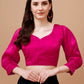 Tikhi Imli Pink Sweetheart Neck Puff Sleeves Saree Blouse | Swadesiicart