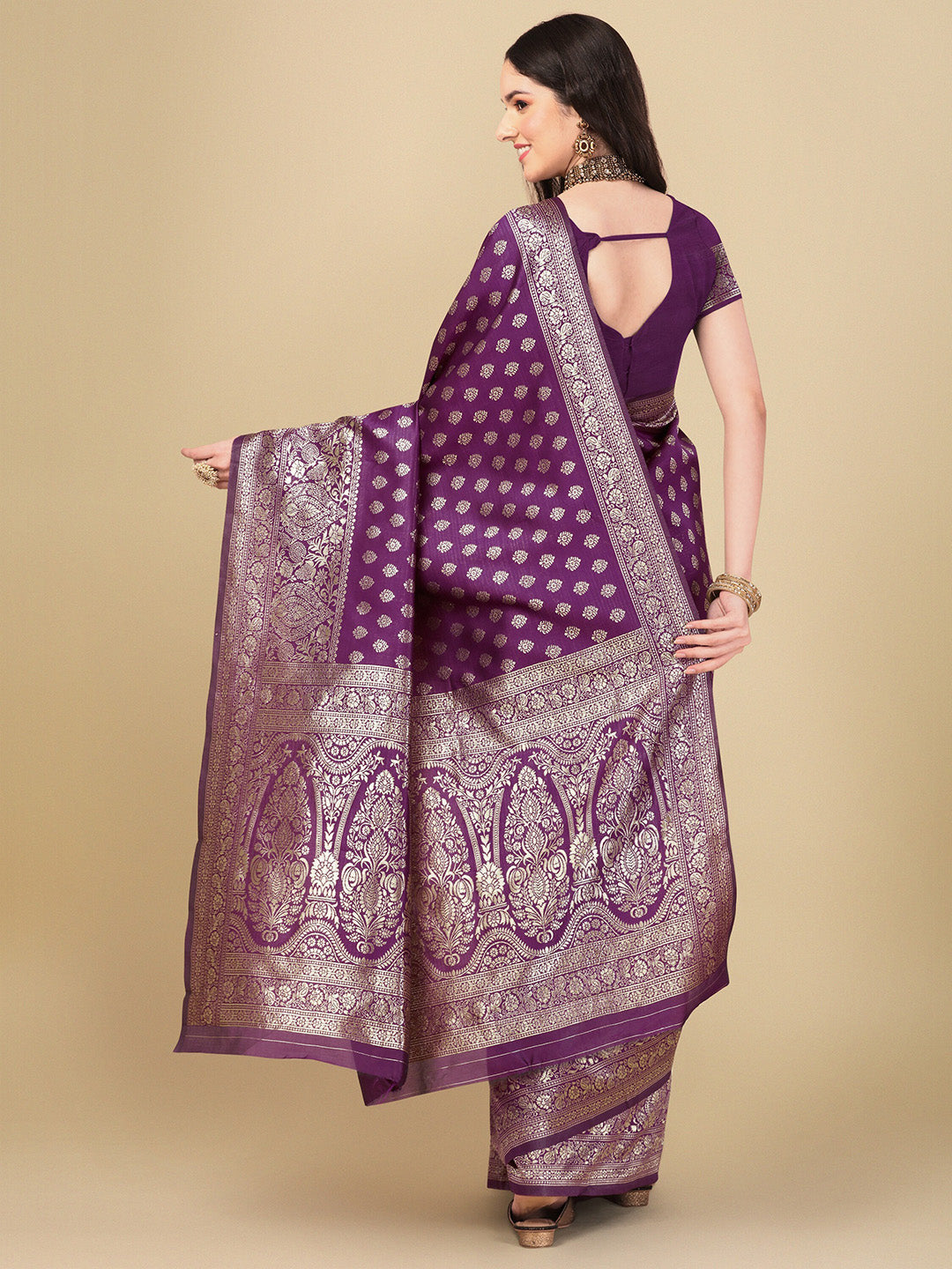 Kalini Ethnic Motifs Zari Art Silk Banarasi Saree | Swadesiicart