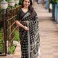 Black Poly Georgette Ajrak Saree with Unstitched Blouse - Hiral Fashion | Swadesiicart