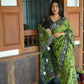 Arfa Fashion House Green Combination Pure Chanderi Cotton Batik Printed Saree