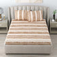DREAM WEAVERZ Beige & Brown Striped Pure Cotton 220 TC King Bedsheet With 2 Pillow Covers - Swadesiicart
