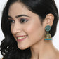 Mominos Fashion Johar Kamal Beautiful Kundan Work Jhumka With Sky Blue Beads - Swadesiicart