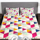 Story@home Arena Pink & Green Geometric Printed 180 TC Queen Bedsheet & 2 Pillow Covers - Swadesiicart