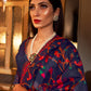 Mitera Navy Blue & Red Woven Design Silk Blend Banarasi Saree | Swadesiicart