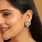 Nuyug 22K Gold-Plated Green Kundan Studded & Pearls Beaded Floral Shaped Studs | Swadesiicart