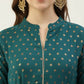FIORRA Women's Turquise Poly Crepe Flared Kurta With Dupatta - Swadesiicart