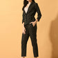 Myshka Women's Black Printed Coat With Trousers - Swadesiicart