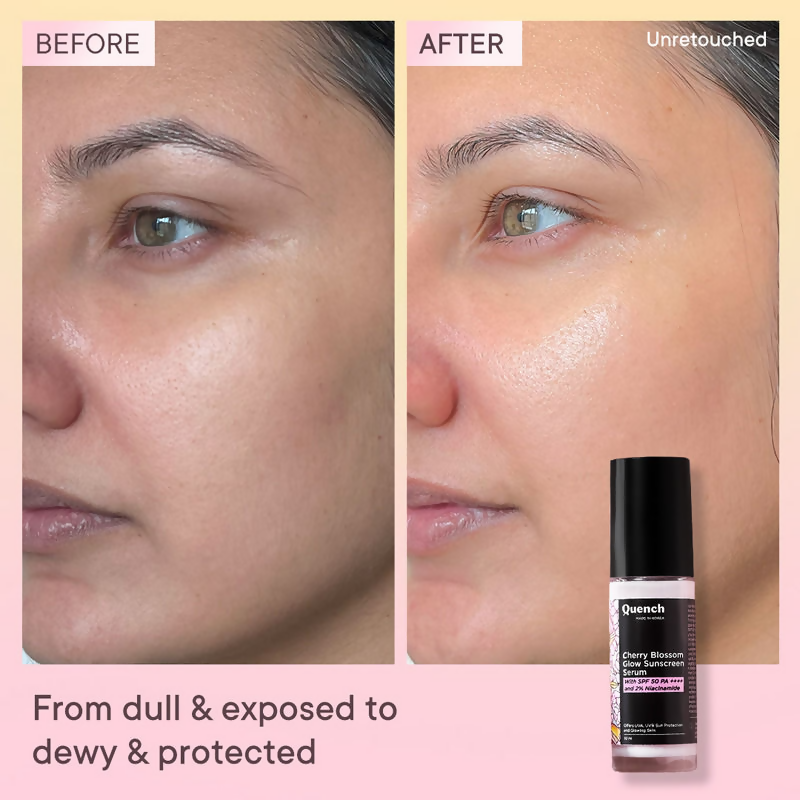 Quench Cherry Blossom Glow Sunscreen Serum | Swadesiicart