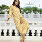 Vaasva Women's Yellow Cotton Printed Kurta Pant Set | Swadesiicart
