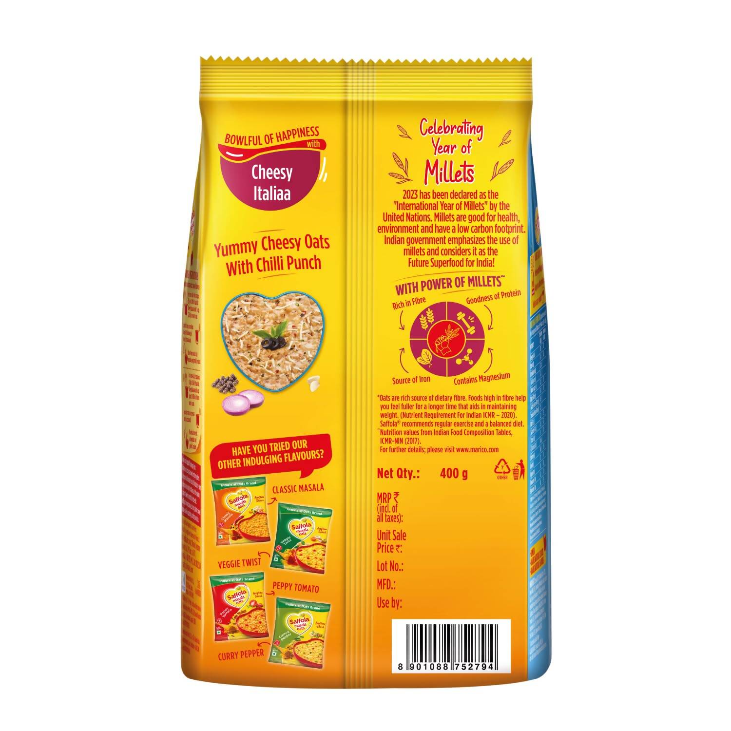 Saffola Cheesy Italian Masala Oats - Swadesiicart