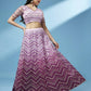 House of Panchhi Women Lavender Net Zig-Zag Embroideried Lehenga, Blouse & Dupatta | Swadesiicart