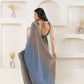 Grey Satin Pedding Designer, Printed Party Wear Ready To Wear Saree - Femina | Swadesiicart