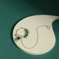 Gold-Polished White Green Kundan Studded Beaded Chain Nose Pin - Ruby Raang | Swadesiicart