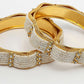 NVR Women's Set of 2 Gold-Polished Pearl Handcrafted Traditional Bangles - Swadesiicart
