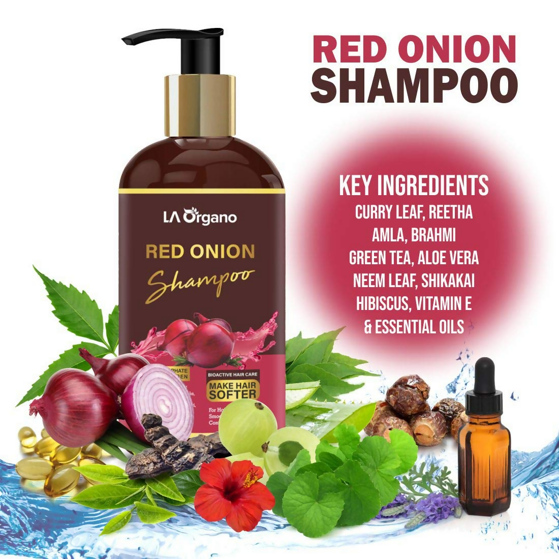 LA Organo Red Onion Hair Shampoo | Swadesiicart