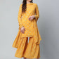 Ahalyaa Womens Mustard Georgette Gold Foil Printed Kurta Sharara Set With Dupatta | Swadesiicart