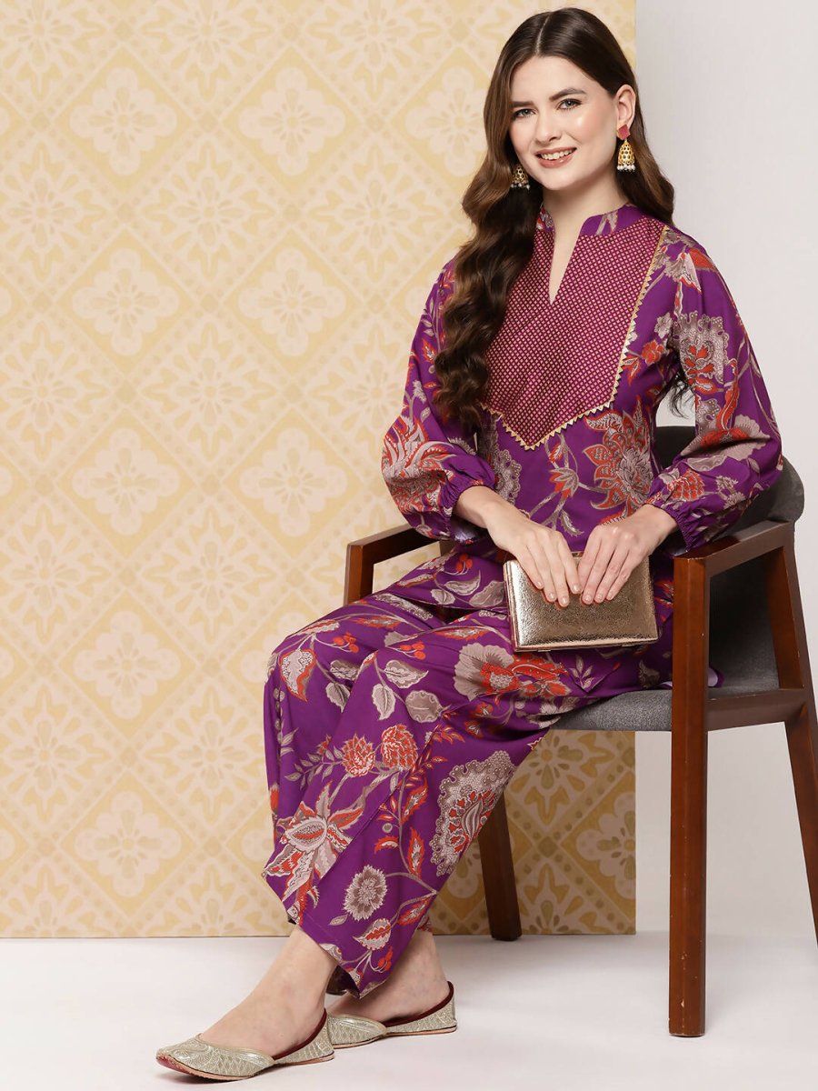 Ahalyaa Women's Traditional Wear Co-ods - Purple | Swadesiicart