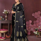 Joban Fashion Black Floral Motifs Banarasi Silk Sarees | Swadesiicart
