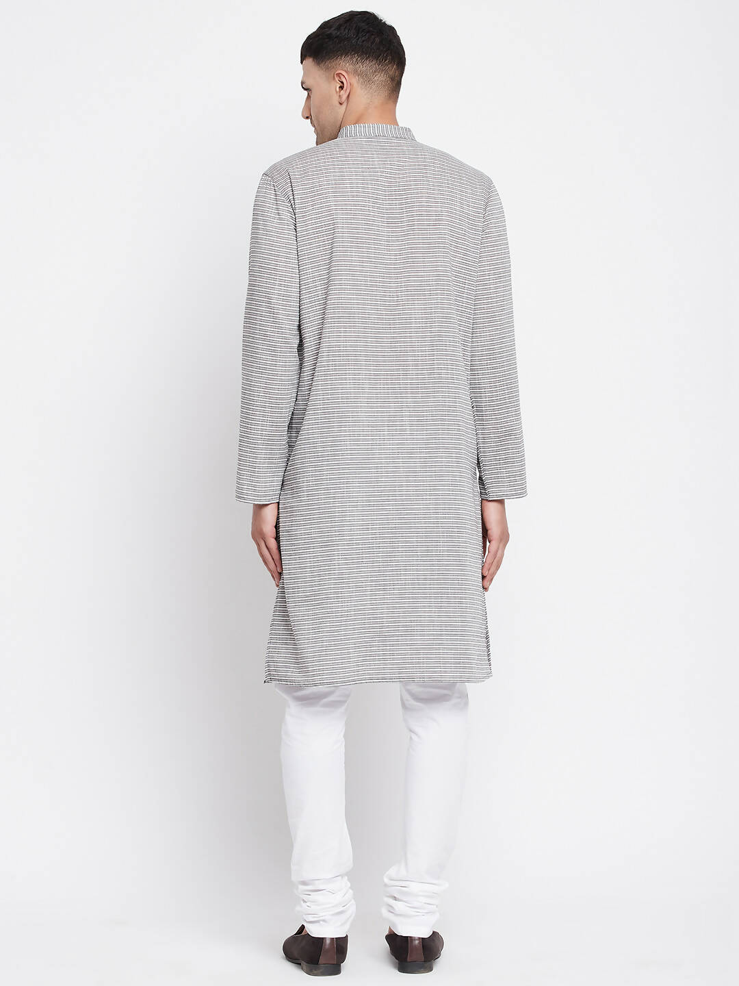 Even Apparels White Pure Cotton Men's Long Kurta With Band Collar | Swadesiicart