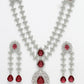 NVR Women's Silver-Plated Red CZ-Studded Handcrafted Jewellery Set - Swadesiicart
