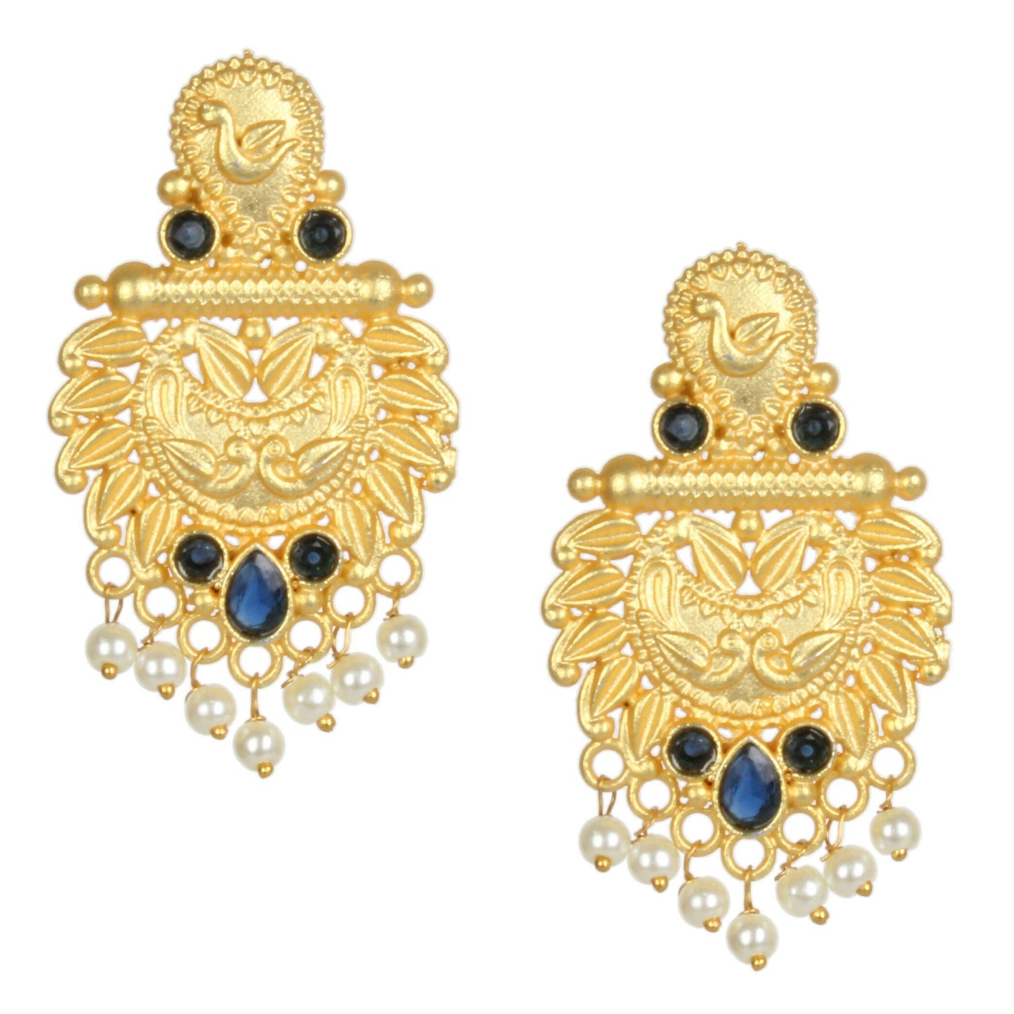Joban Fashion Women Matte Gold Brass Earrings | Swadesiicart