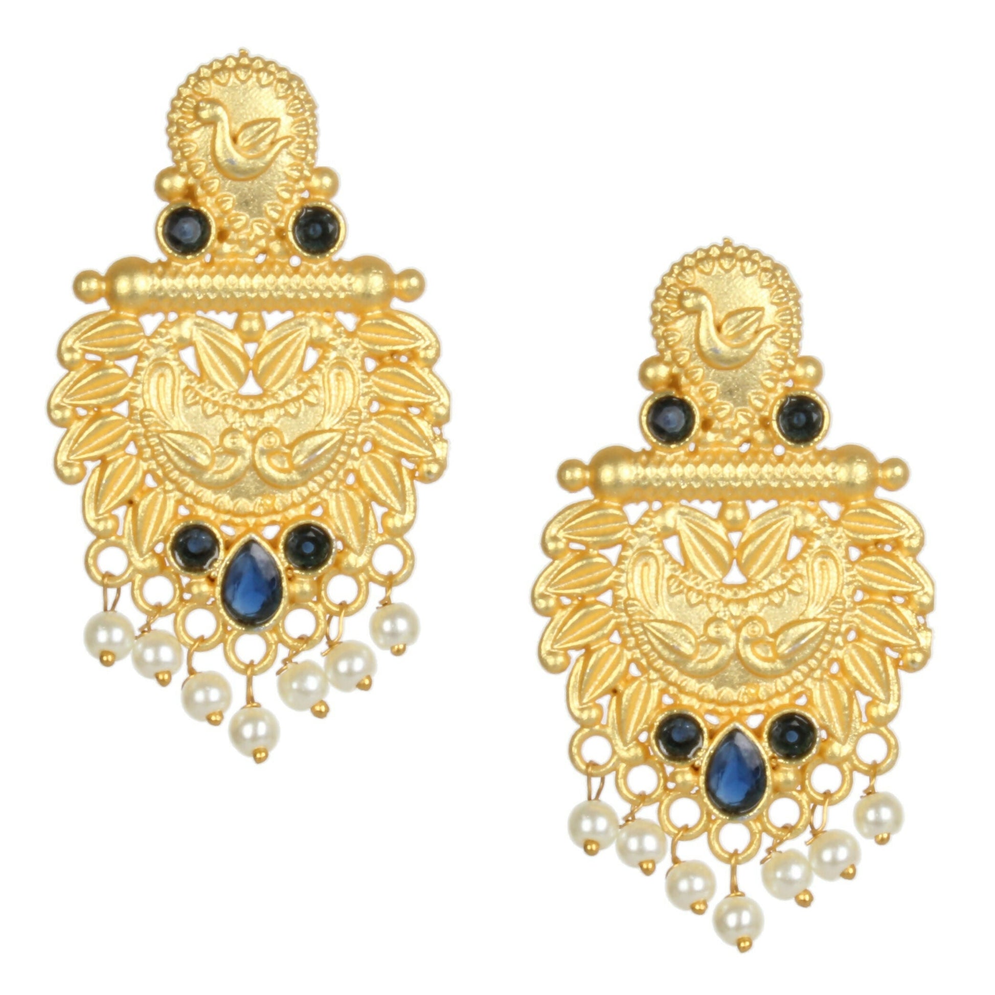 Joban Fashion Women Matte Gold Brass Earrings | Swadesiicart