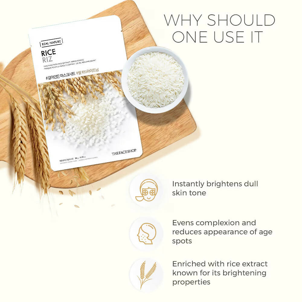 The Face Shop Real Nature Rice Face Mask - Korean Skincare - Swadesiicart