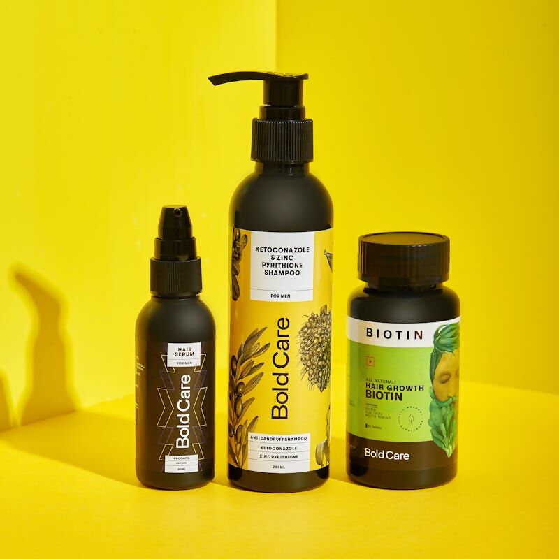 Bold Care Anti-dandruff Shampoo + Procapil Serum + Biotin Supplements Combo | Swadesiicart