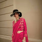 Dark Pink Weavead Thread & Zari Work, Handloom Weaving Banarasi Satin Silk Saree - Rajtex Kronicle Silk - Swadesiicart