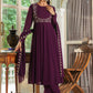 Janasya Purple Georgette Embroidered Kurta,Bottom & Dupatta | Swadesiicart