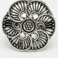 NVR Women's Silver-Toned Floral Shape Adjustable Finger Ring | Swadesiicart