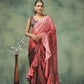 Pink Satin Solid Designer, Printed Party Wear Ready To Wear Saree - Nasreen | Swadesiicart
