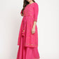 Ahalyaa Dark Pink Crepe Khari Print Dress For Women | Swadesiicart
