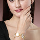 NVR Women's Gold-Polished Handcrafted Mother of Pearl Link Bracelet - Swadesiicart