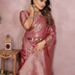 Aastha Fashion Dark Pink Soft Organza Silk Weaving Saree