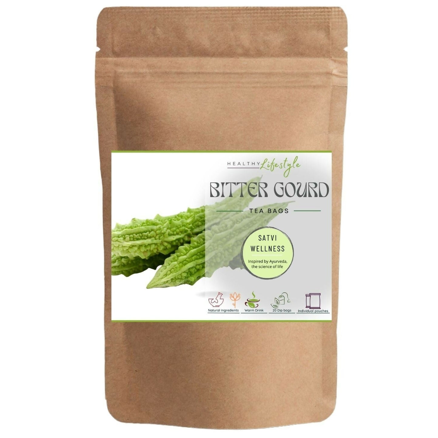 Satvi Wellness Bitter Gourd Tea Bags | Bitter Melon Tea | Swadesiicart