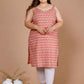 Miravan Women's Plus Size Peach-Coloured Floral Printed Straight Kurta - Swadesiicart