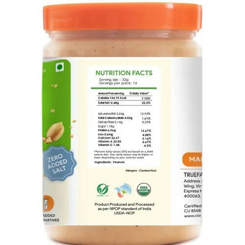 Truefarm Organic Peanut Butter Crunchy-Unsweetened - Swadesiicart