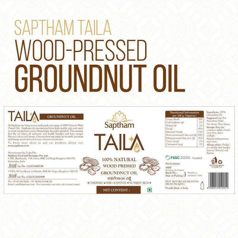 Saptham Taila Groundnut Oil - Swadesiicart