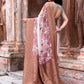 Joban Fashion Ivory And Dusty Rose Crepe Chiffon Pure Handloom Banarasi Silk Saree | Swadesiicart
