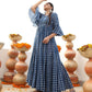 Jyoti Fashion Women's Blue Heavy Digital Printed Cotton Silk Anarkali Dress | Swadesiicart