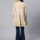 Ahalyaa Beige Cotton Gold Printed Tunic | Swadesiicart