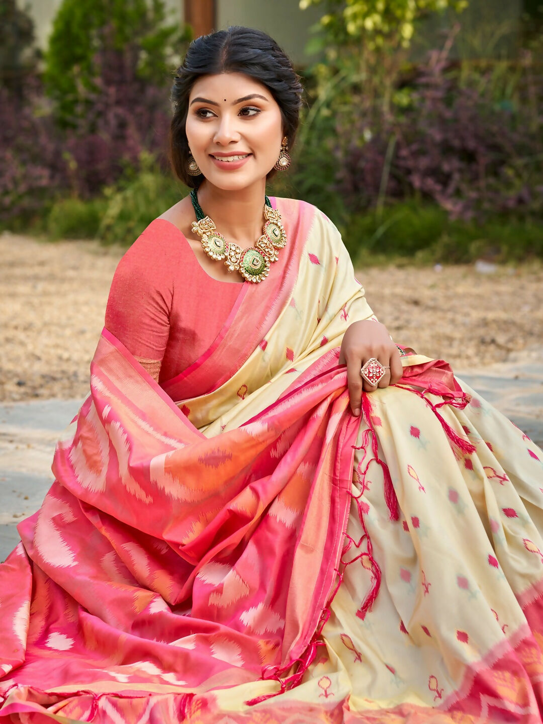 Shree Shyam Fashion Cream Soft Silk Saree