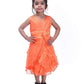 Asmaani Baby Girl's Orange Satin Knee Length Frock (AS-DRESS_22144)