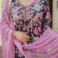 Vaasva Women Rani Muslin Embroidered Kurta, Pant & Dupatta Set | Swadesiicart