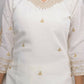 White Viscose Silk Embroidery with Thread and sequence Stitched Suit With Dupatta - Tanisha | Swadesiicart