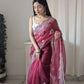 Vamsee Shirovastra Pink Organza Saree - Swadesiicart