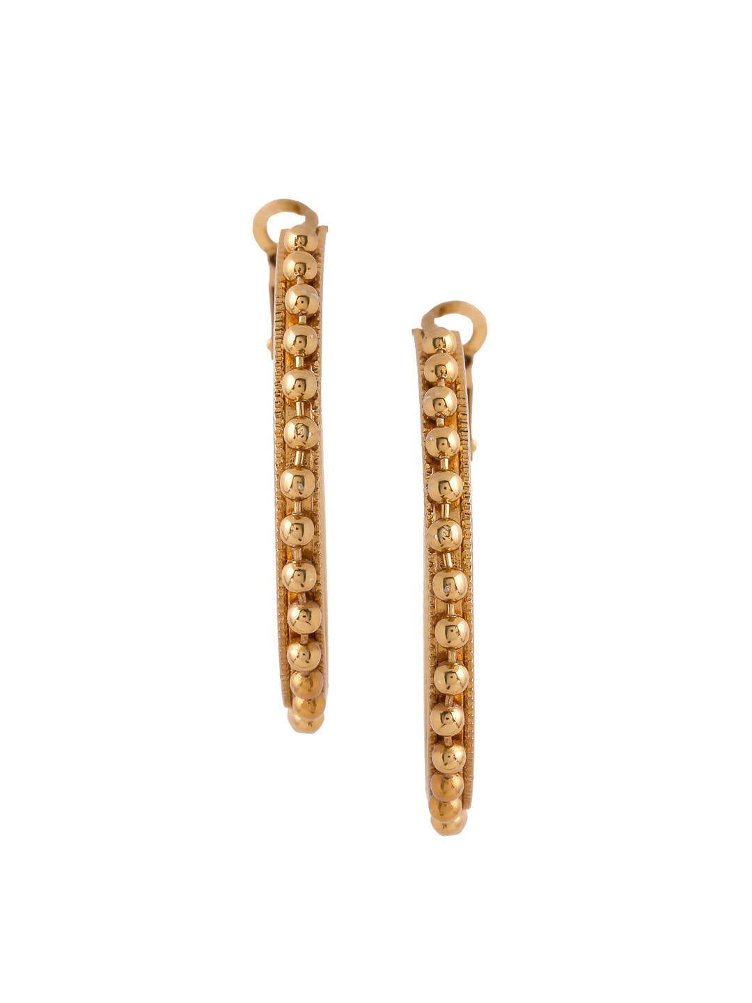 NVR Women Gold Toned Beaded Circular Earrings | Swadesiicart