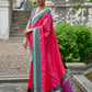Vishnu Weaves Women's Pink Banarasi Silk Woven Saree with Blouse - Swadesiicart