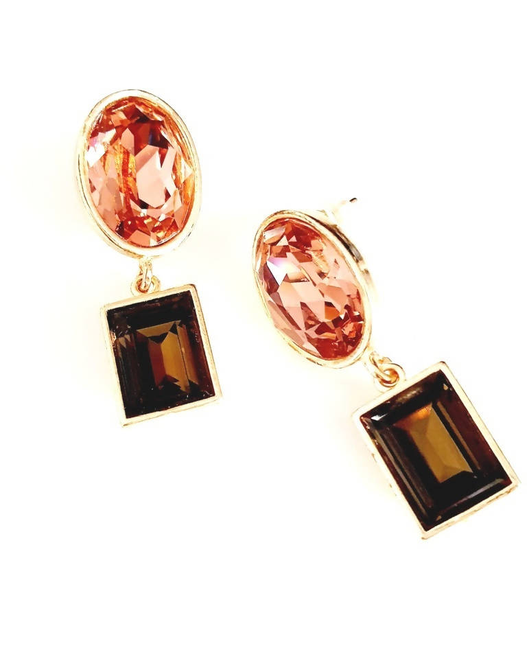 Bling Accessories Swarovski Smoky Quartz Earrings | Swadesiicart